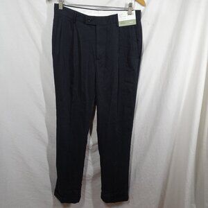 Louis Raphael Men Navy Tony Wool Like Dress Tailored Pleated Pants Size 30X32